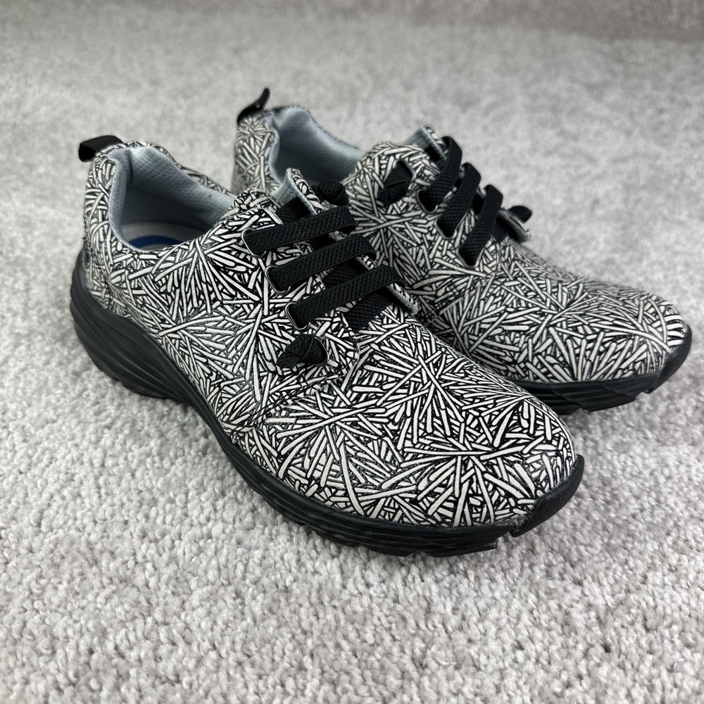Nurse Mates Align Velocity Sneaker Shoes Womens‎ Size 6M Black White Glitter